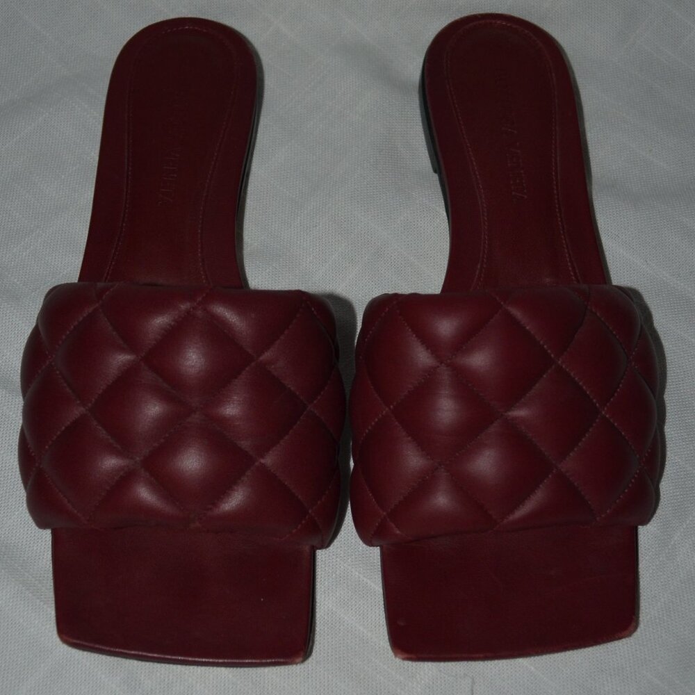 $1350 37 6.5 Bottega Veneta Lido Burgandy Slipper Woven Leather Sandals … - Picture 7 of 12